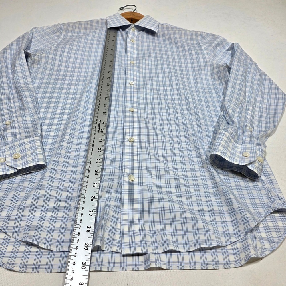 Bonobos Dress Shirt Mens 15.5 33 Blue White Plaid Stretch Slim Fit Button Down - Picture 4 of 7